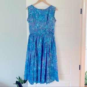 50s vintage floral silk dress